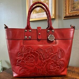 Patricia Nash Analia Tote | Orchid Red | Style P737347 | Tooled Leather